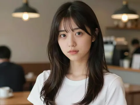 カフェにいる女性を画像生成AIで作成した画像