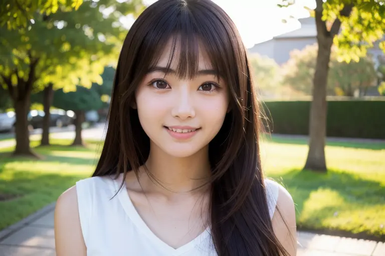 微笑んできる女性(AIで画像生成)